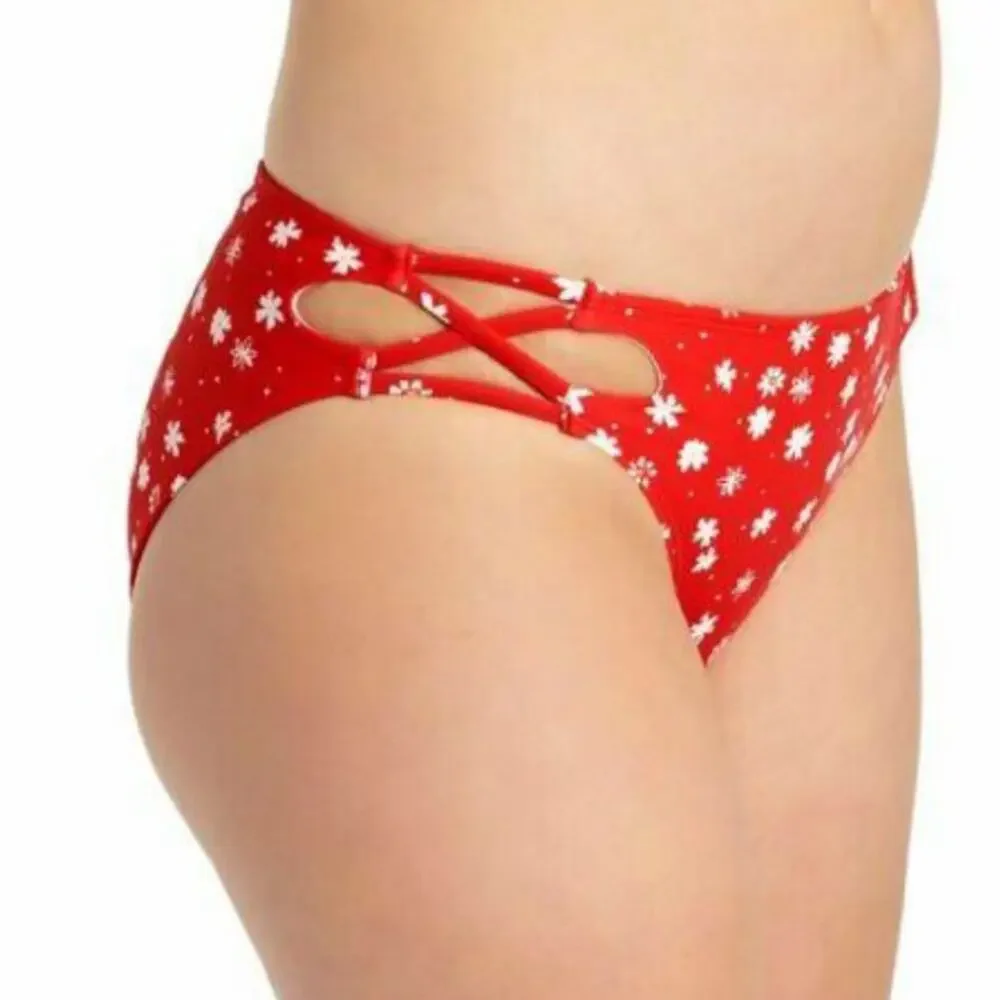 California Waves RED Strappy  Bikini Swim Bottom